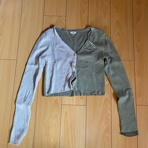 Cropped two tone cardigan small